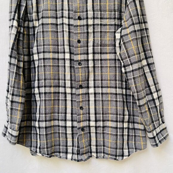 LL Bean Shirt Mens Large Tall Gray Plaid Flannel Button Up Long Sleeve Casual - Picture 7 of 9